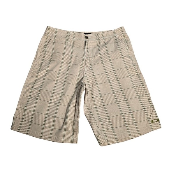 Oakley Other - Oakley Mens Plaid Chino Shorts Tan Green Size 33 Cotton Casual Summer Golf. 675